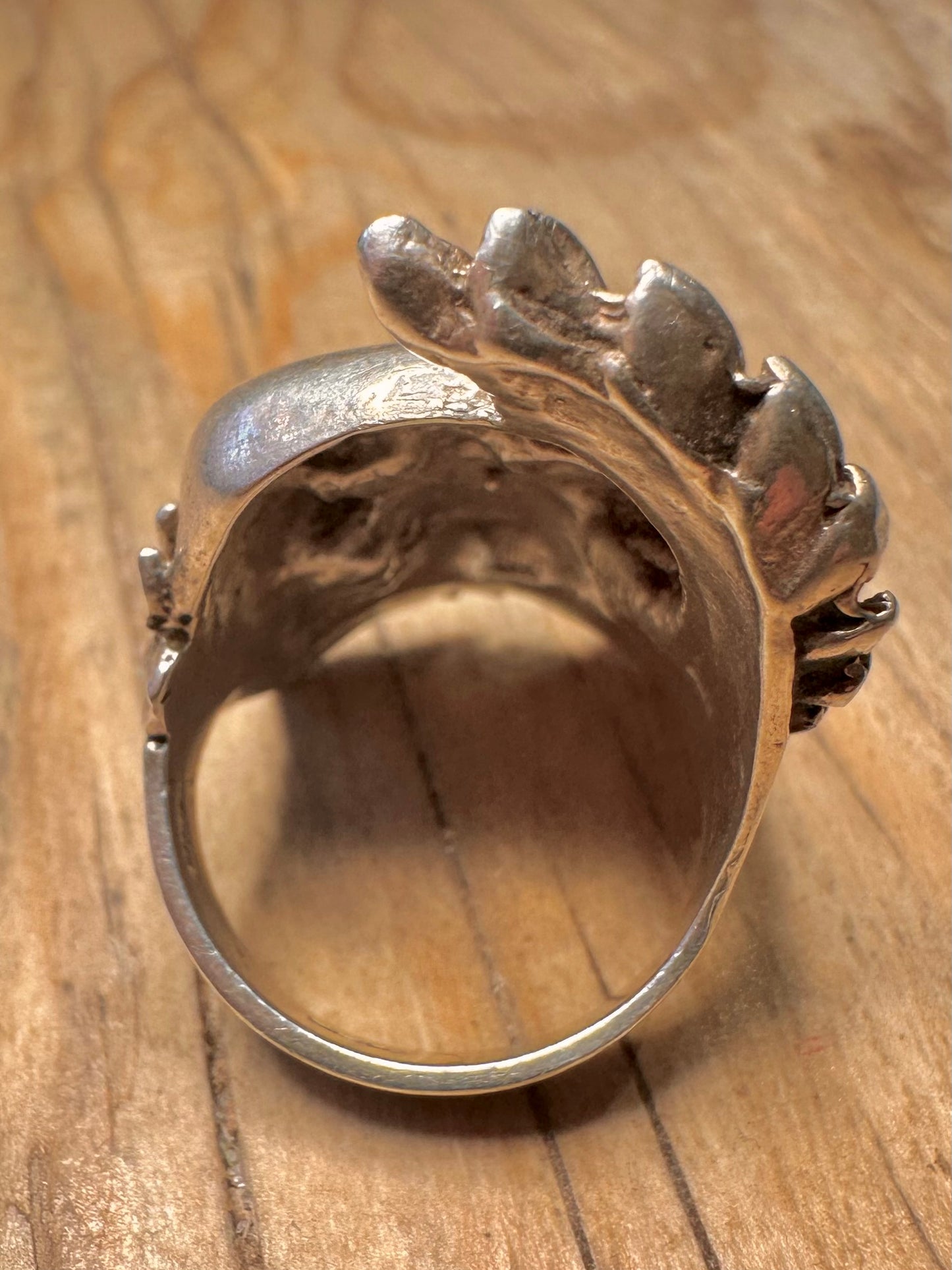 Vintage Large Skull Wing Red Stone Eyes 925 Sterling Silver Size V1/2 Ring