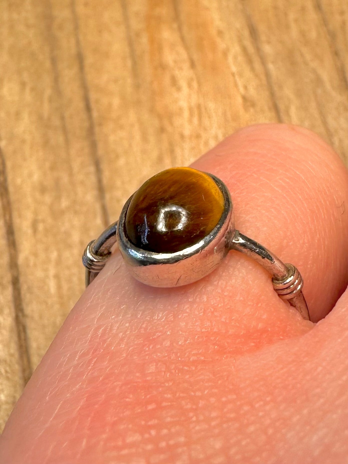 Vintage Tigers Eye 925 Sterling Silver Size L Ring