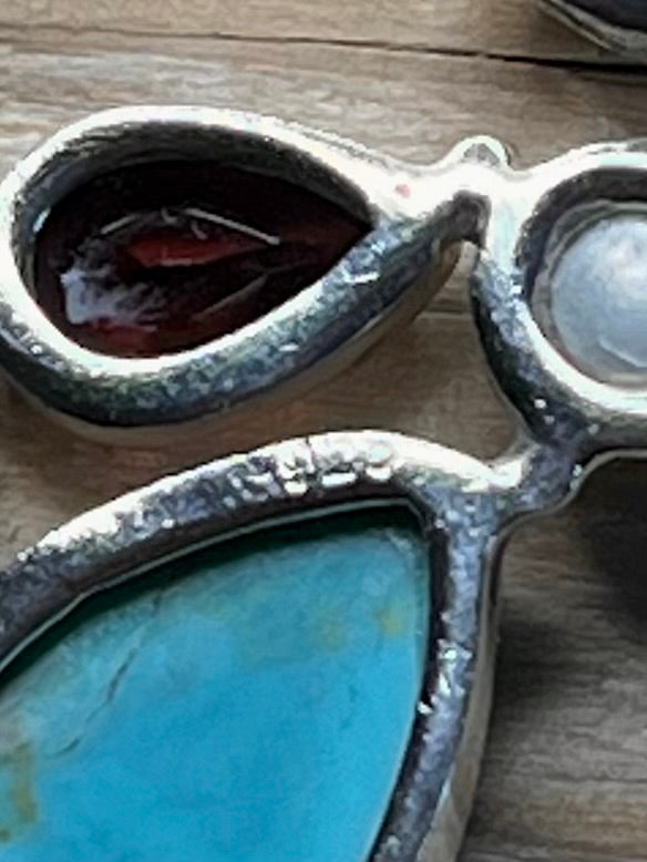 Mixed Gemstone Tear and Oval Shaped 925 Sterling Silver Pendant
