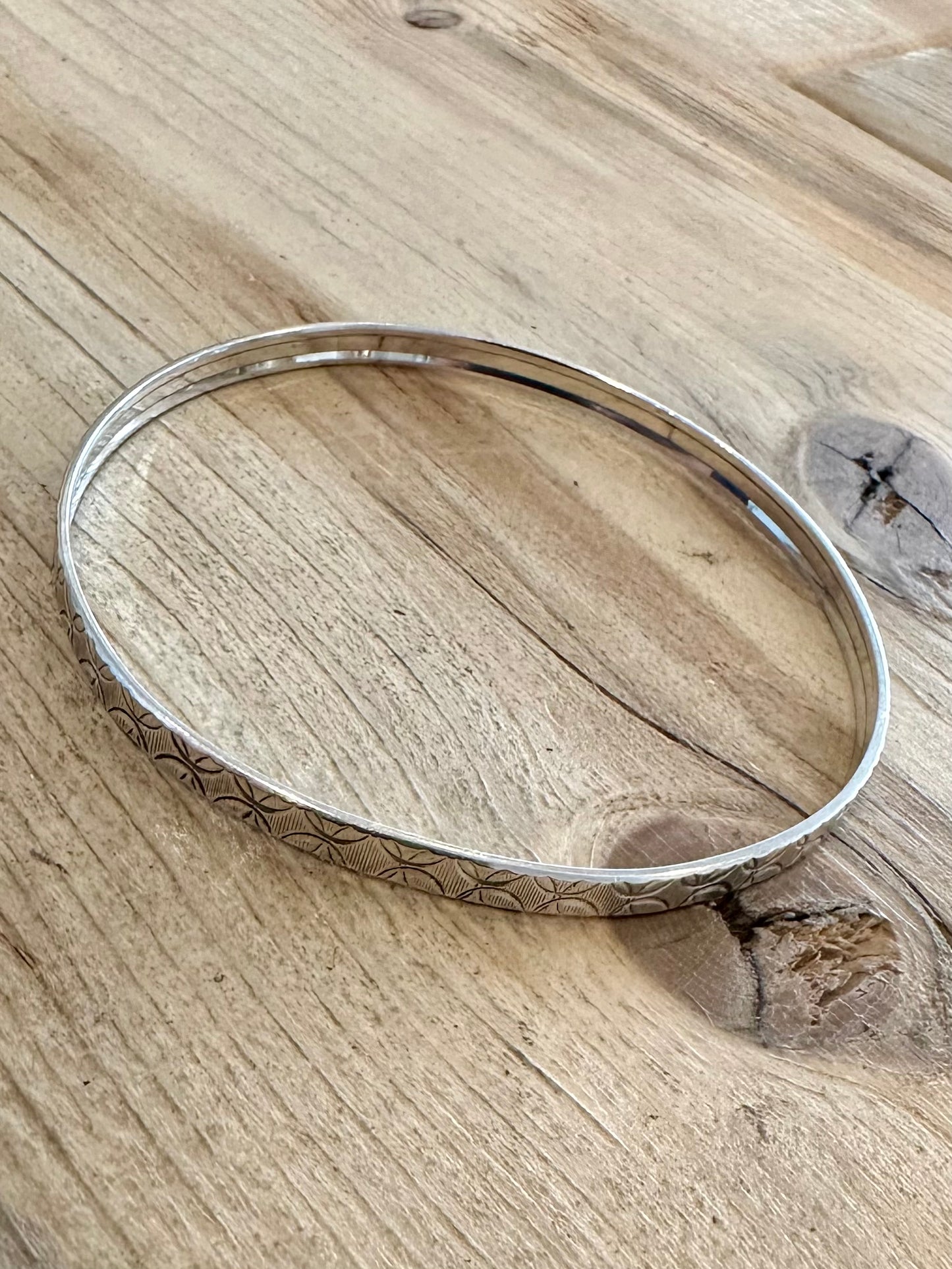 Vintage Engraved Design 925 Silver India Bangle