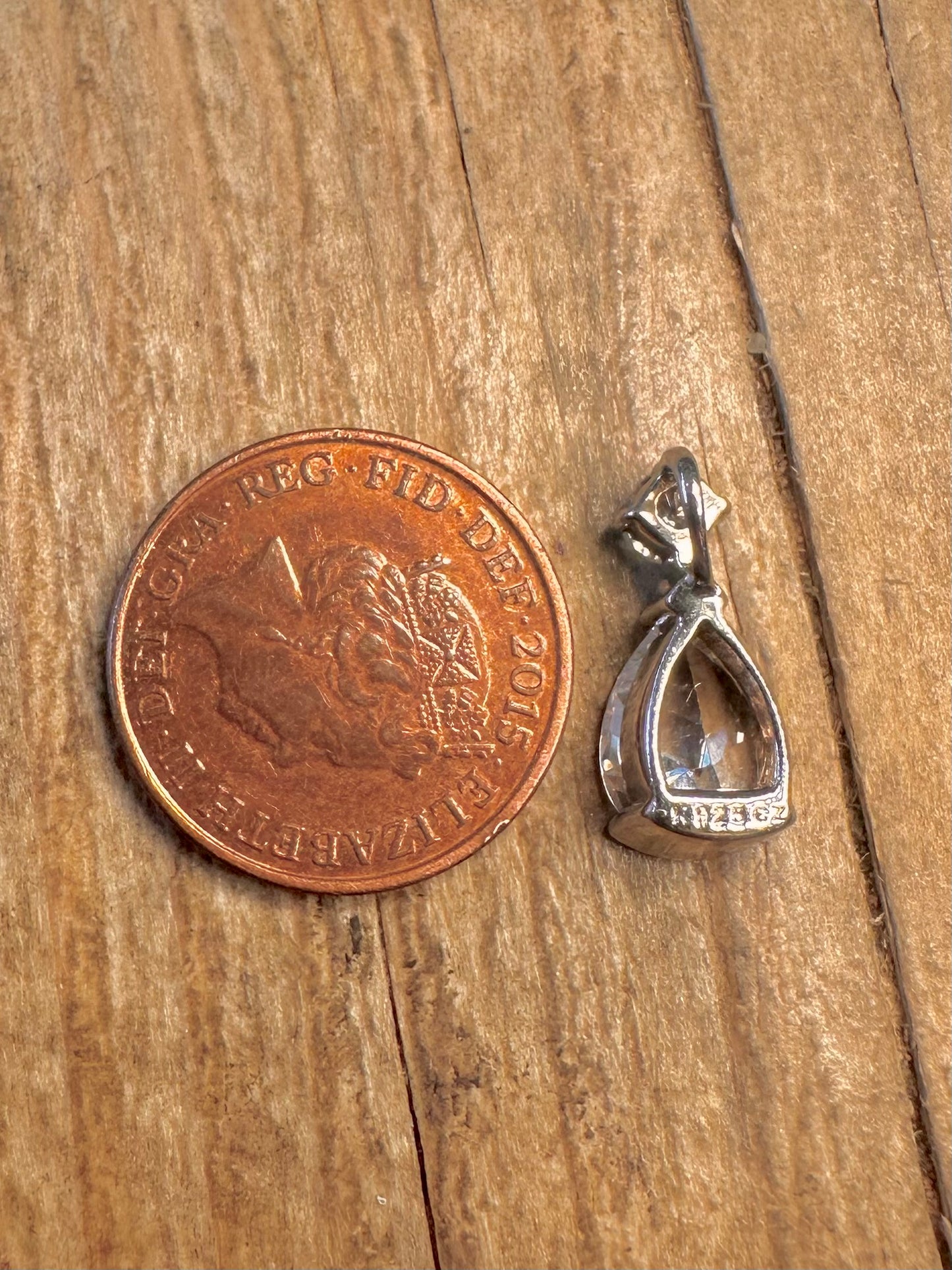 Modern White CZ Pear Shaped 925 Sterling Silver Pendant