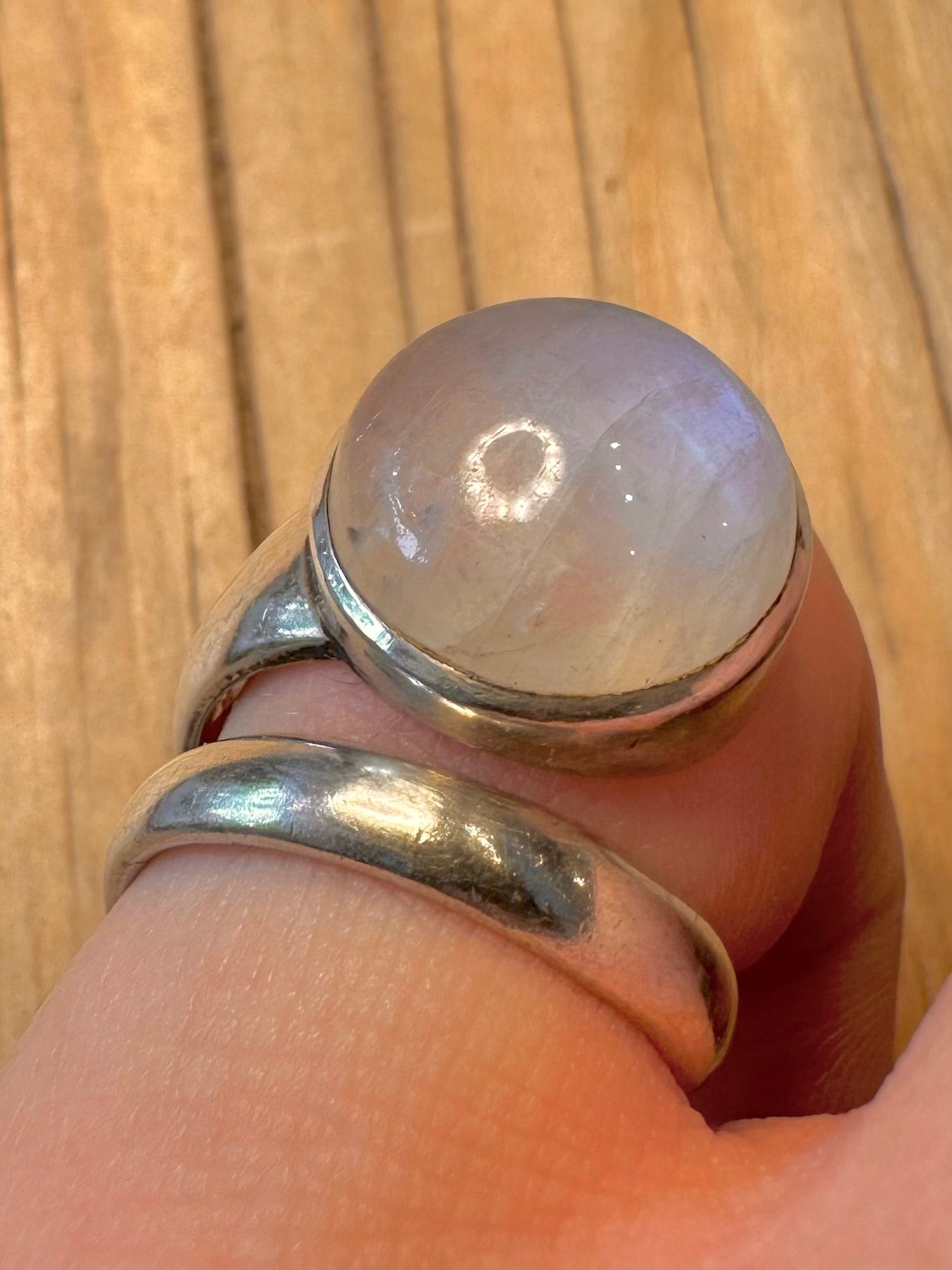 Abstract Moonstone Layer 925 Silver Size M Ring