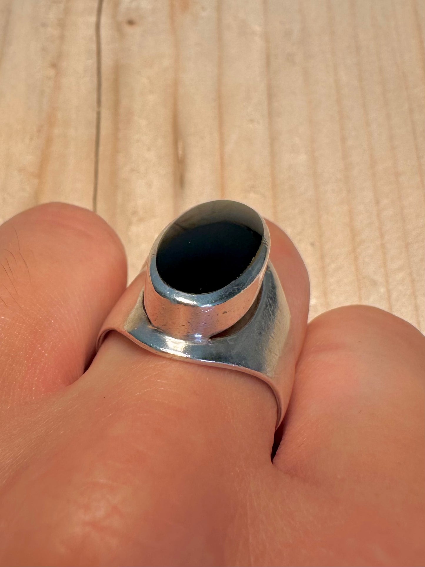 Onyx Signet 925 Sterling Silver Size Q Ring