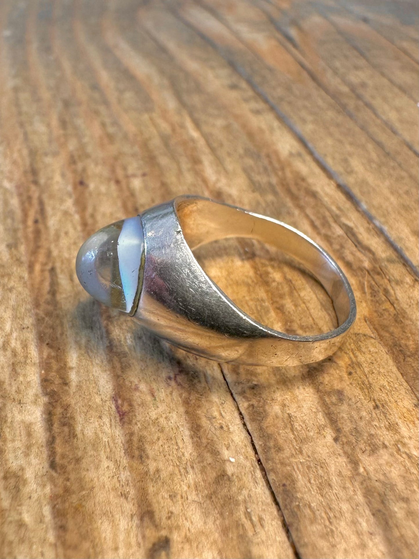 Moonstone Maker COF Denmark 925 Sterling Silver Size J Ring