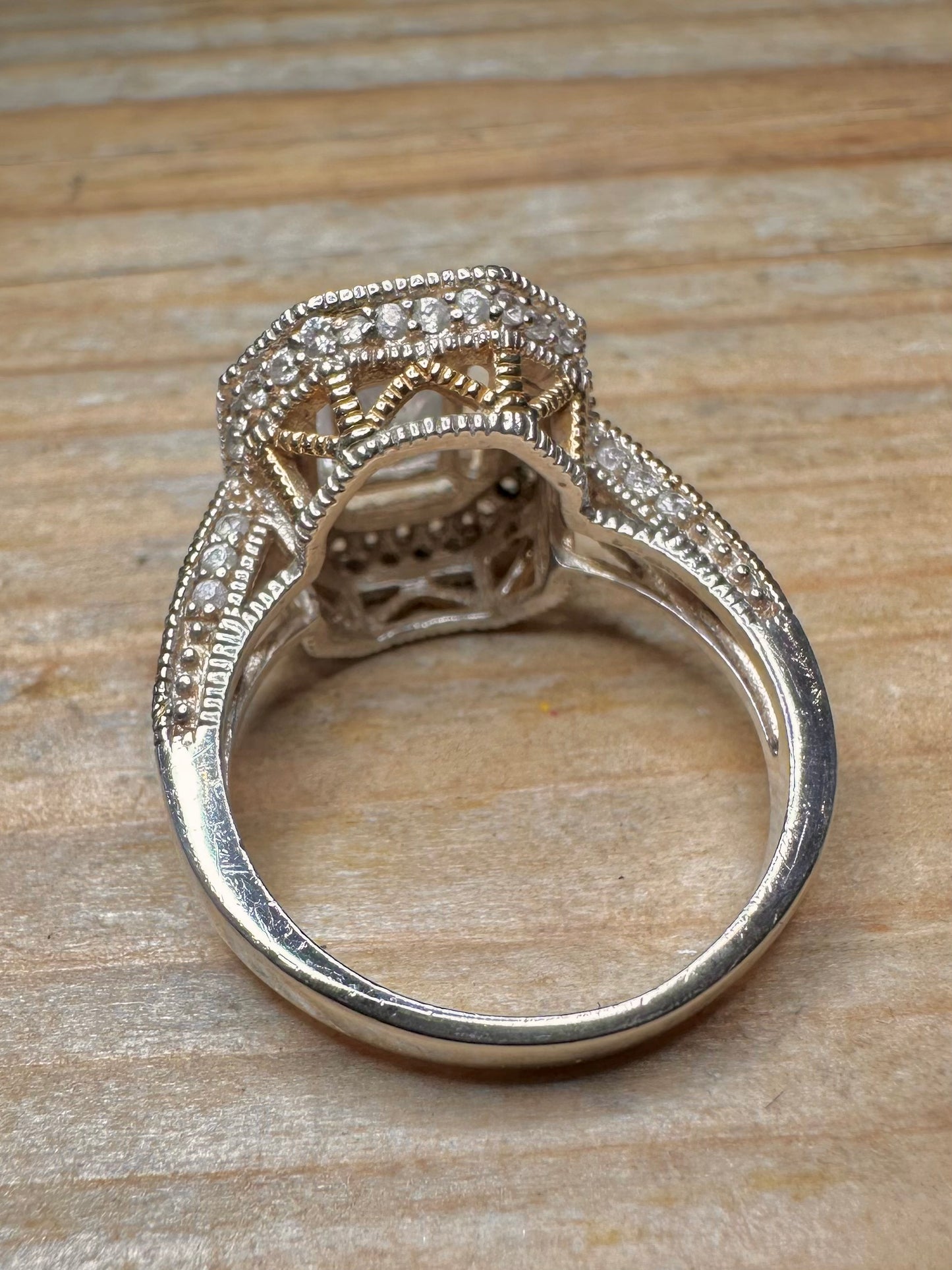 Vintage CZ Square Cocktail 925 Sterling Silver Size P1/2 Ring
