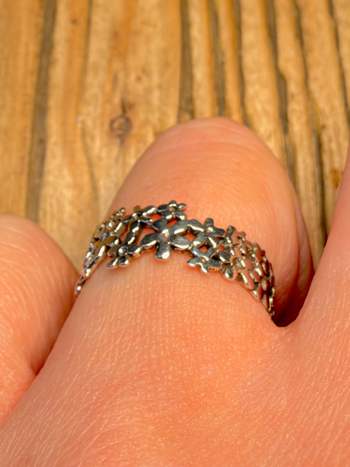 Daisy Flower Band 925 Sterling Silver Size Q1/2 Ring
