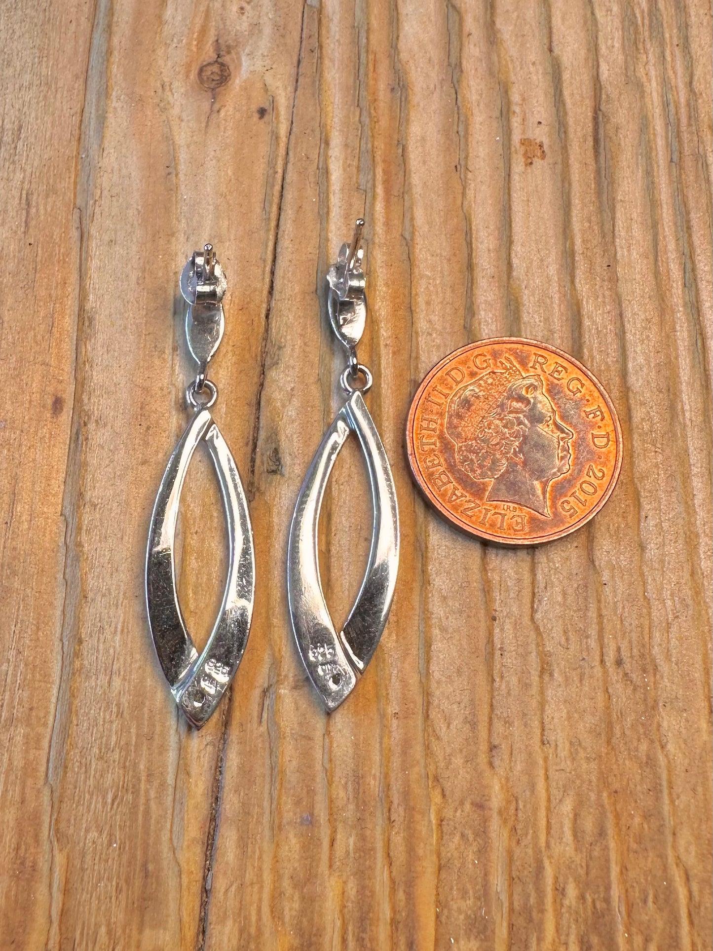 Modernist Dangle Diamond 925 Sterling Silver Earrings