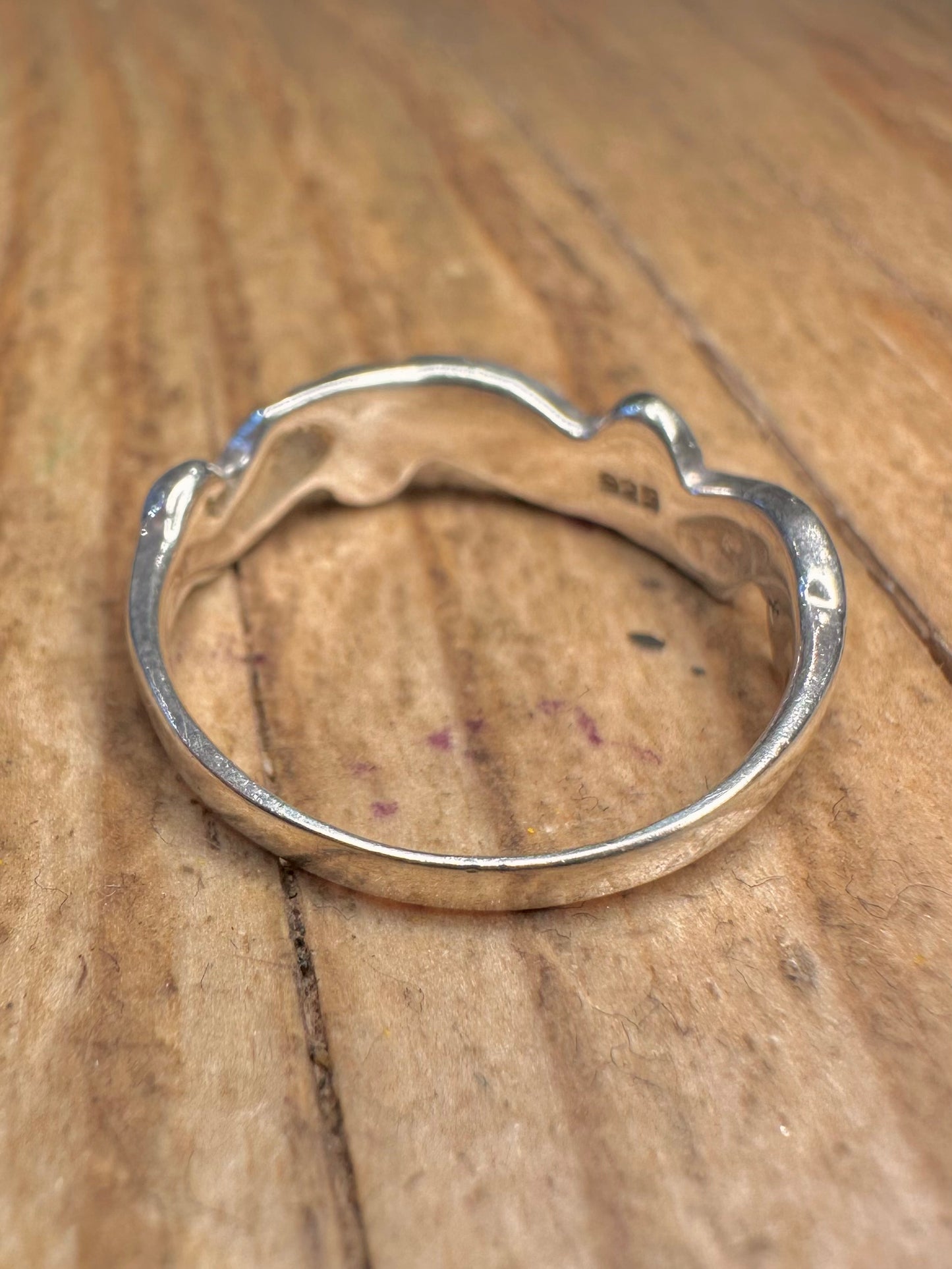 Modernist Pink Mother of Pearl 925 Sterling Silver Size N Ring