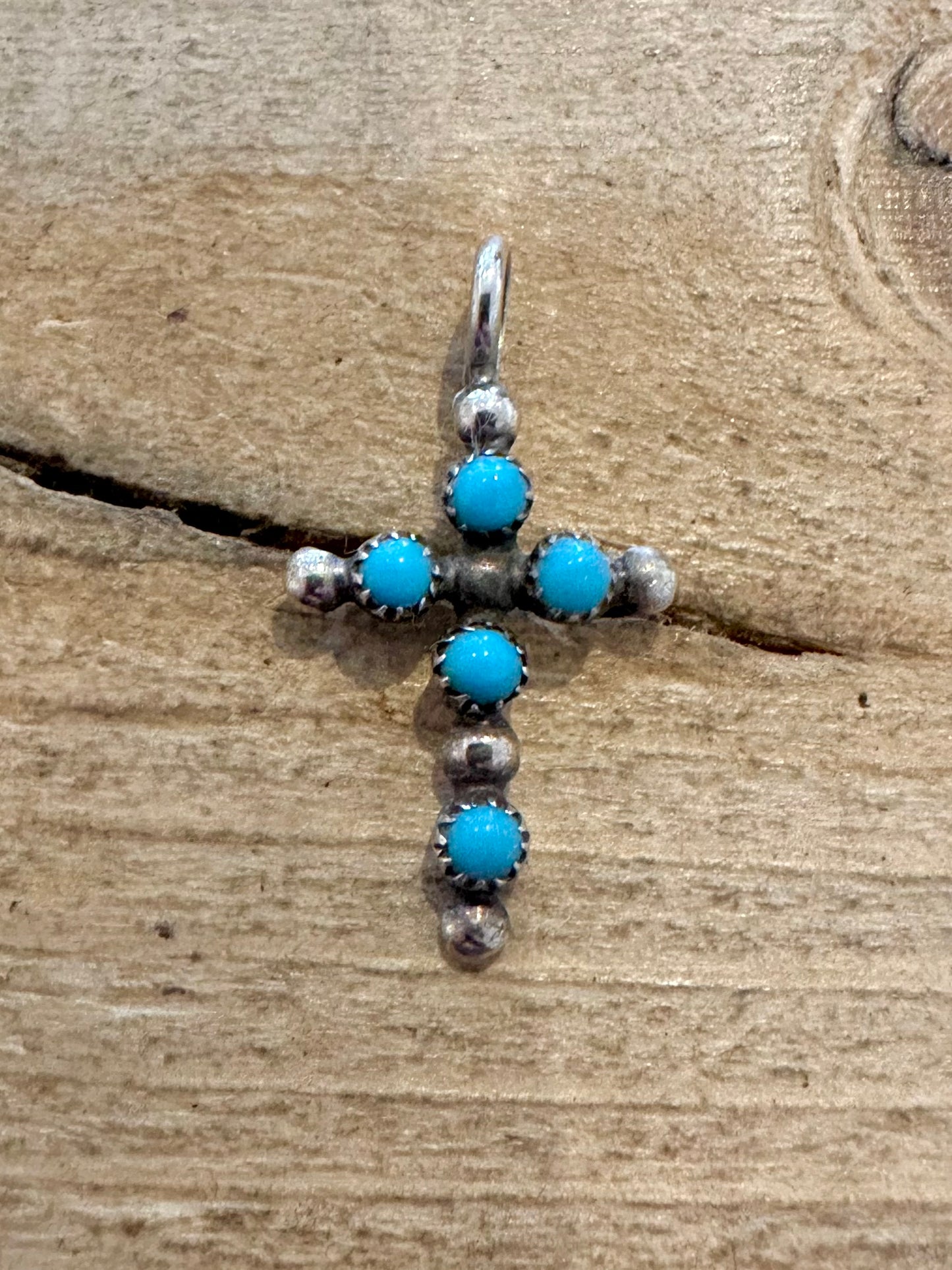 Vintage Turquoise Cross 925 Silver Pendant