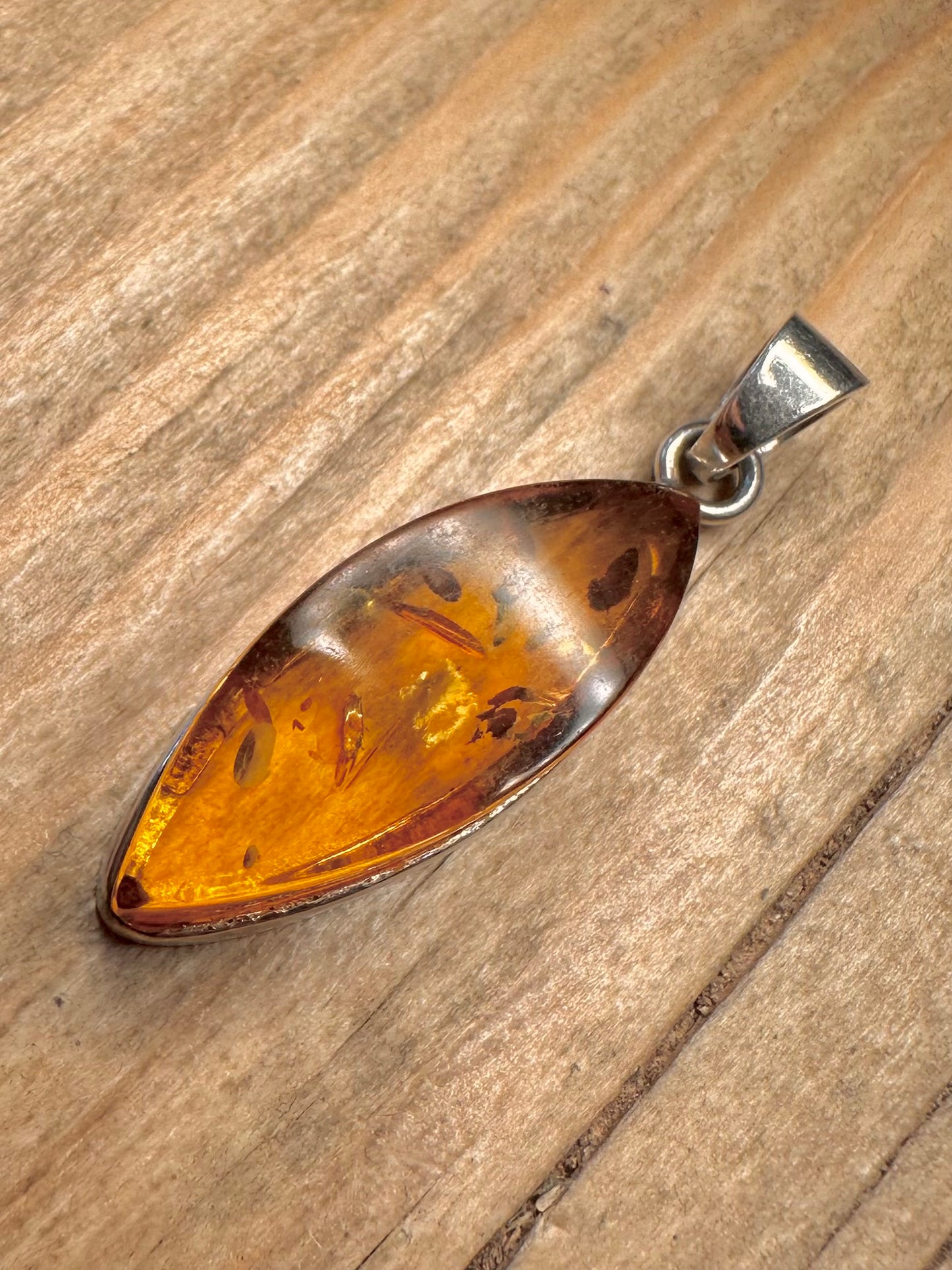 Vintage Amber 925 Sterling Silver Pendant