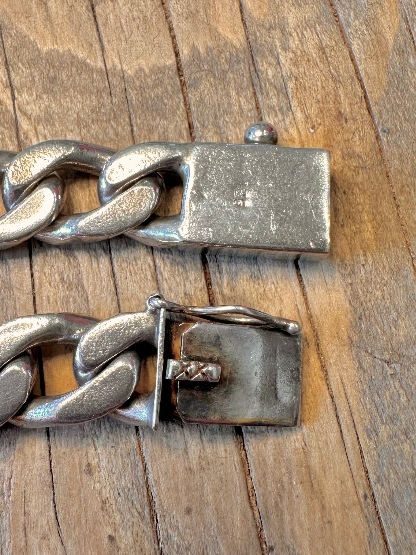 Massive schwere Panzerketten-Gliederkette mit Kastenverschluss aus 925er Sterlingsilber, 48 cm