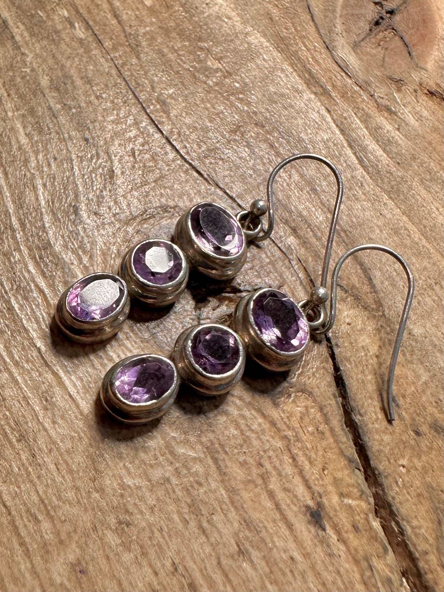 Vintage Stunning Amethyst Dangle 925 Silver Pendant
