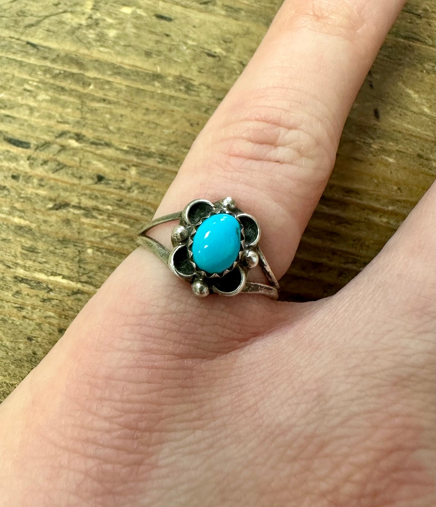 Vintage Turquoise Navajo Style 925 Silver Size M Ring