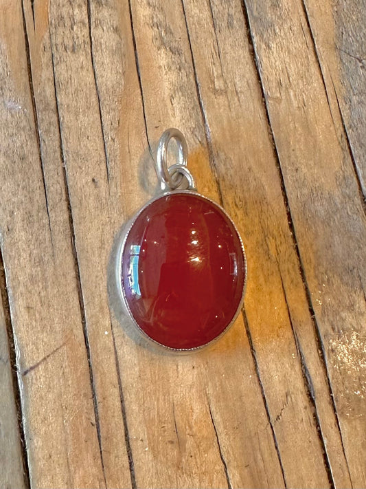 Carnelian Oval 925 Sterling Silver Pendant