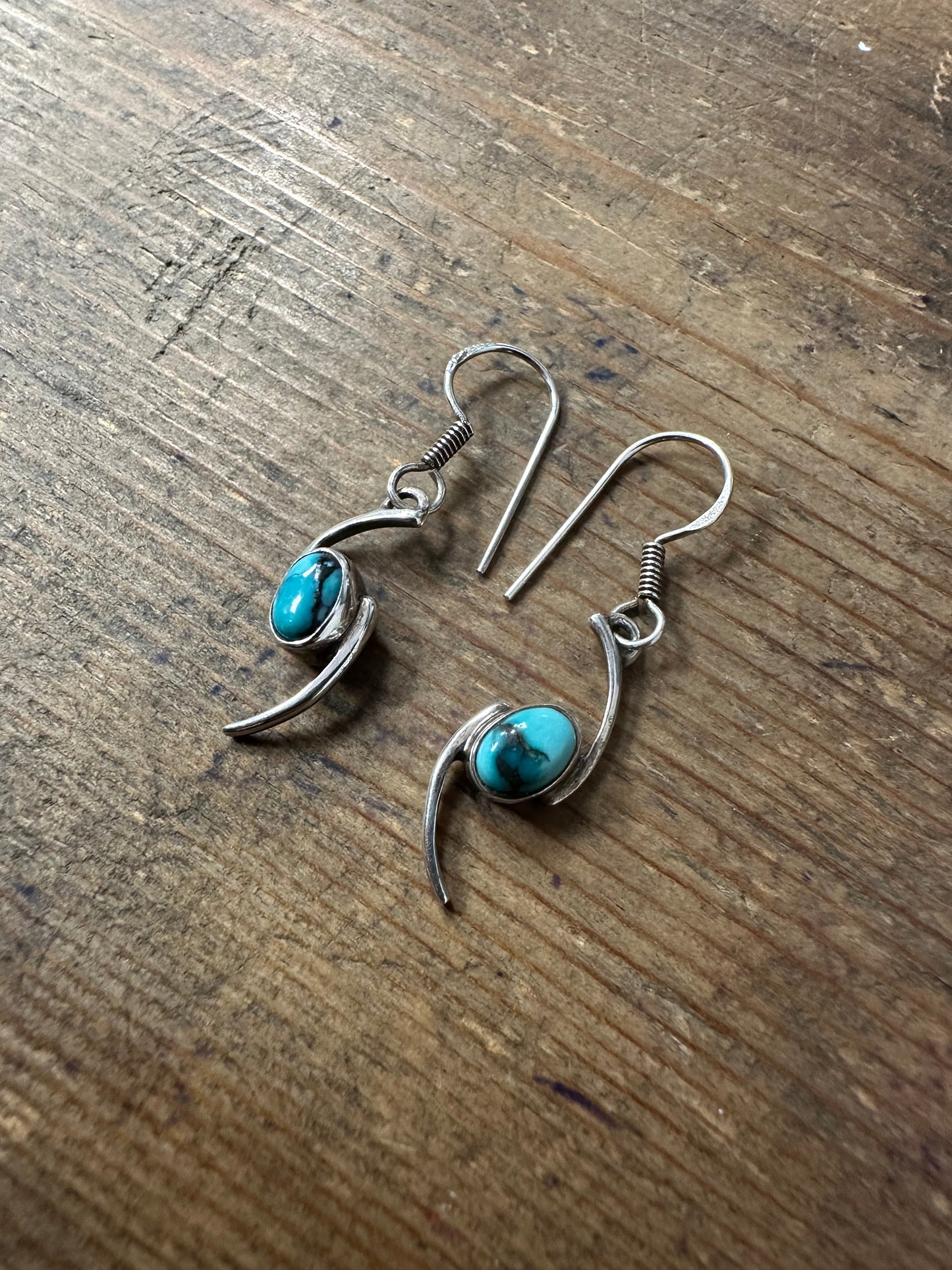 Abstract Turquoise 925 Silver Earrings