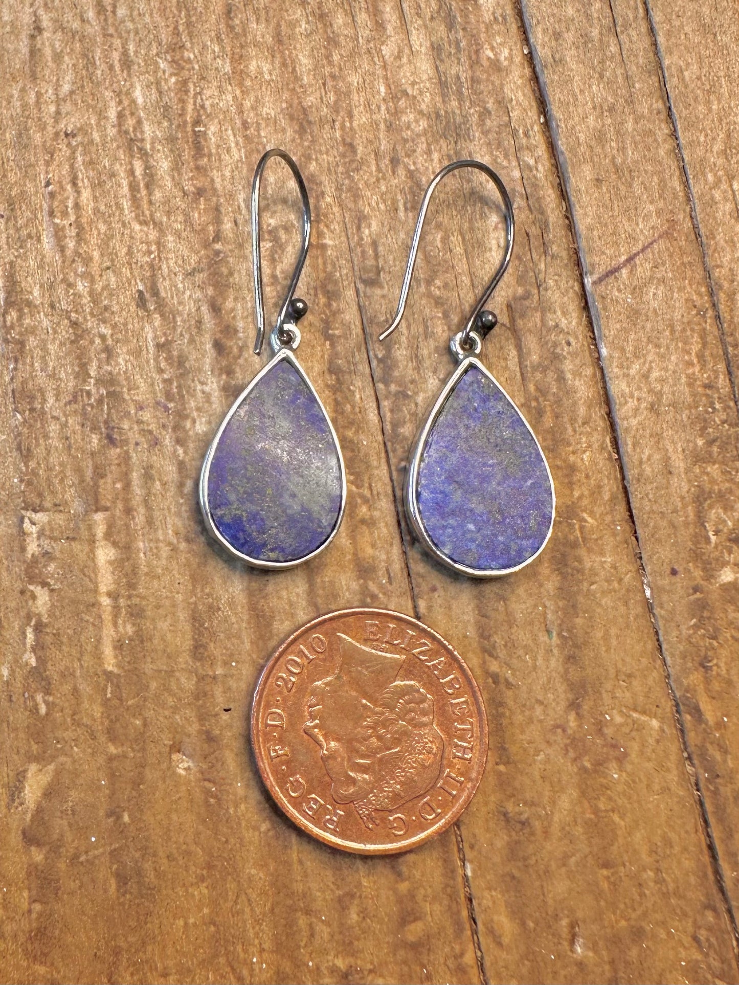 Lapis Filigree Tear Drop 925 Sterling Silver Earrings