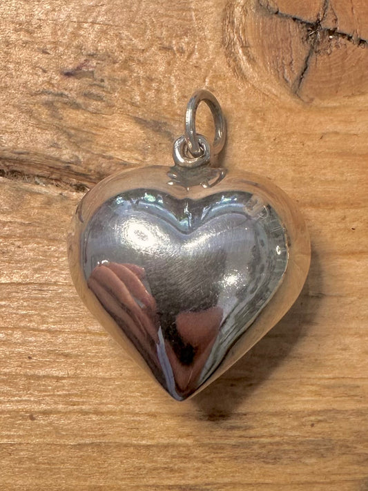 Vintage Puff Heart 925 Silver Pendant