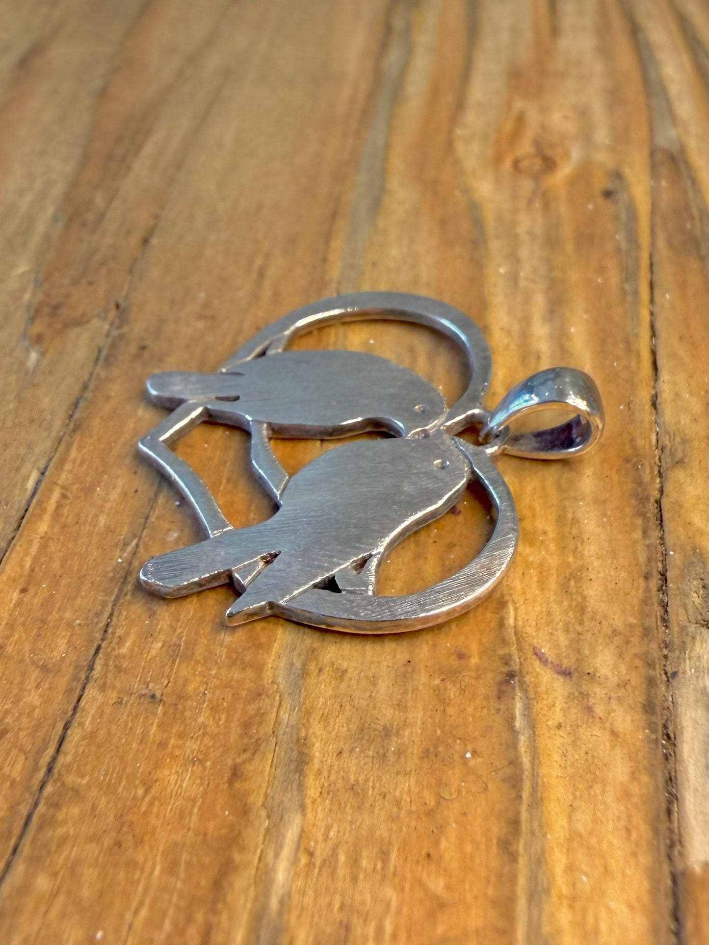 Two Love Birds Textured 925 Sterling Silver Pendant