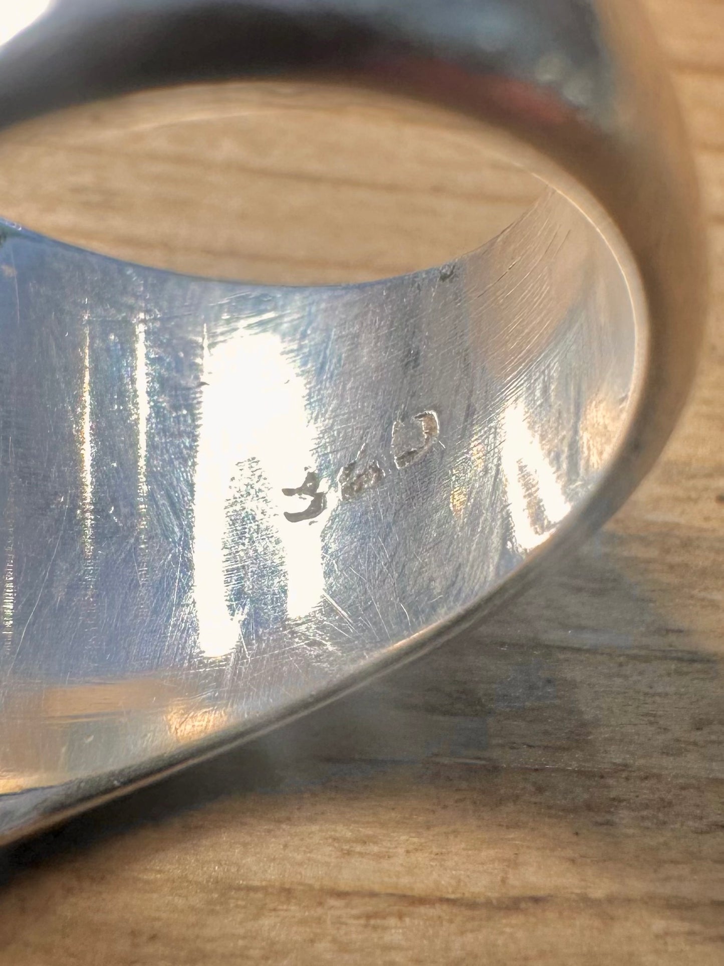 Abstract Chunky Concave 925 Silver Size N1/2 Ring
