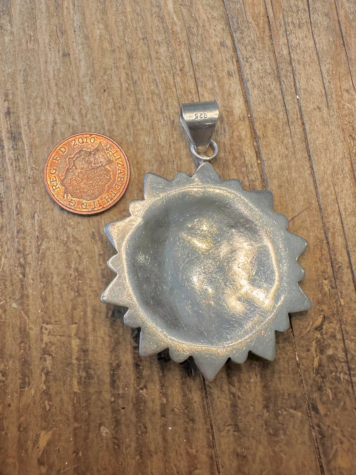 Large Decorative Boho 925 Sterling Silver Pendant