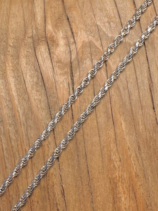 Vintage Rope Chain 925 Sterling Silver 18 inch Necklace