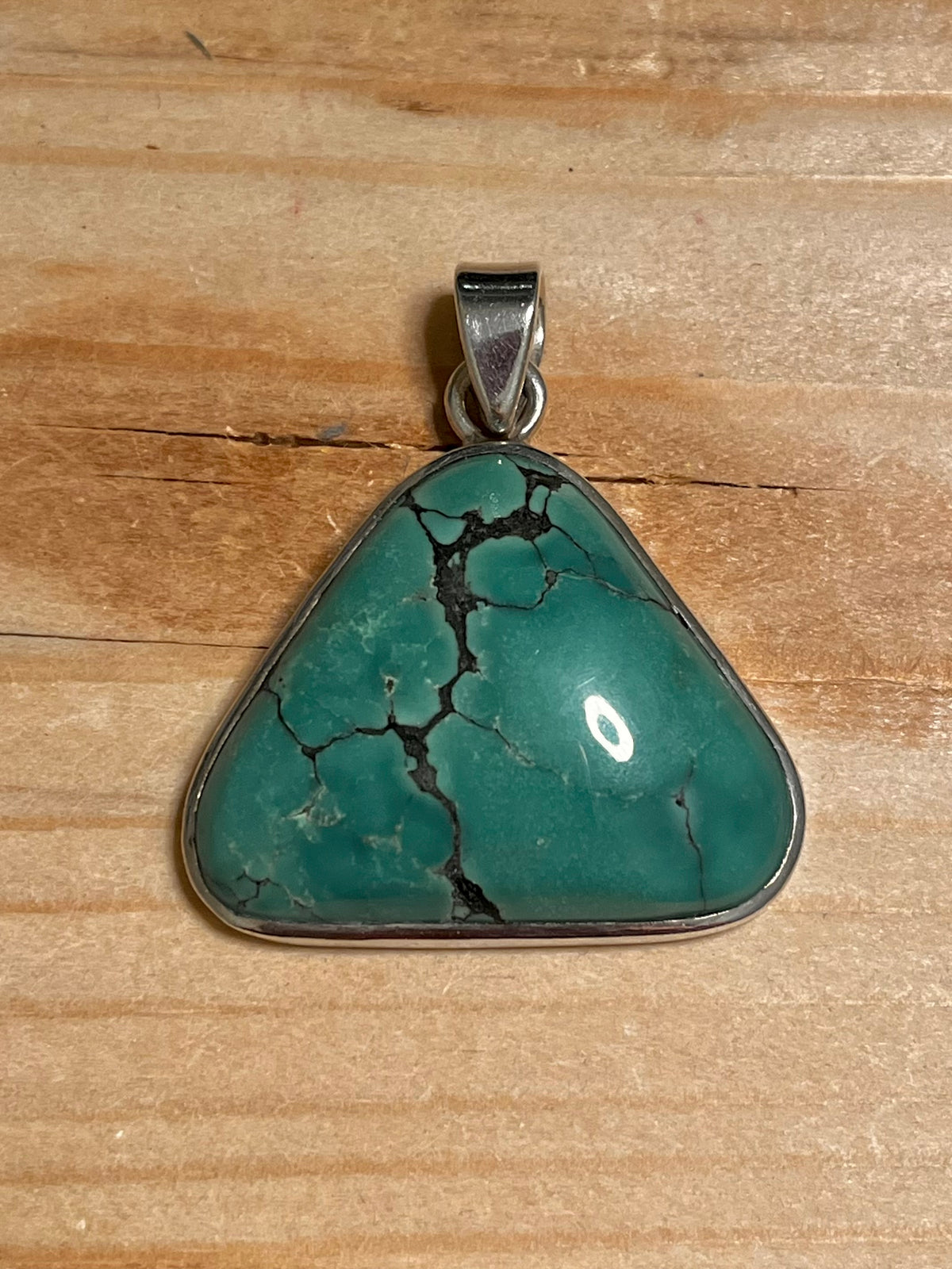 Triangular Turquoise 925 Sterling Silver Pendant