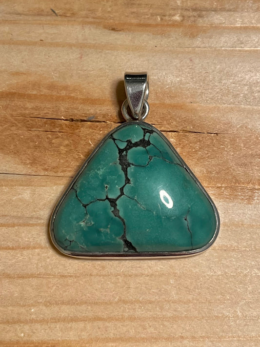 Triangular Turquoise 925 Sterling Silver Pendant