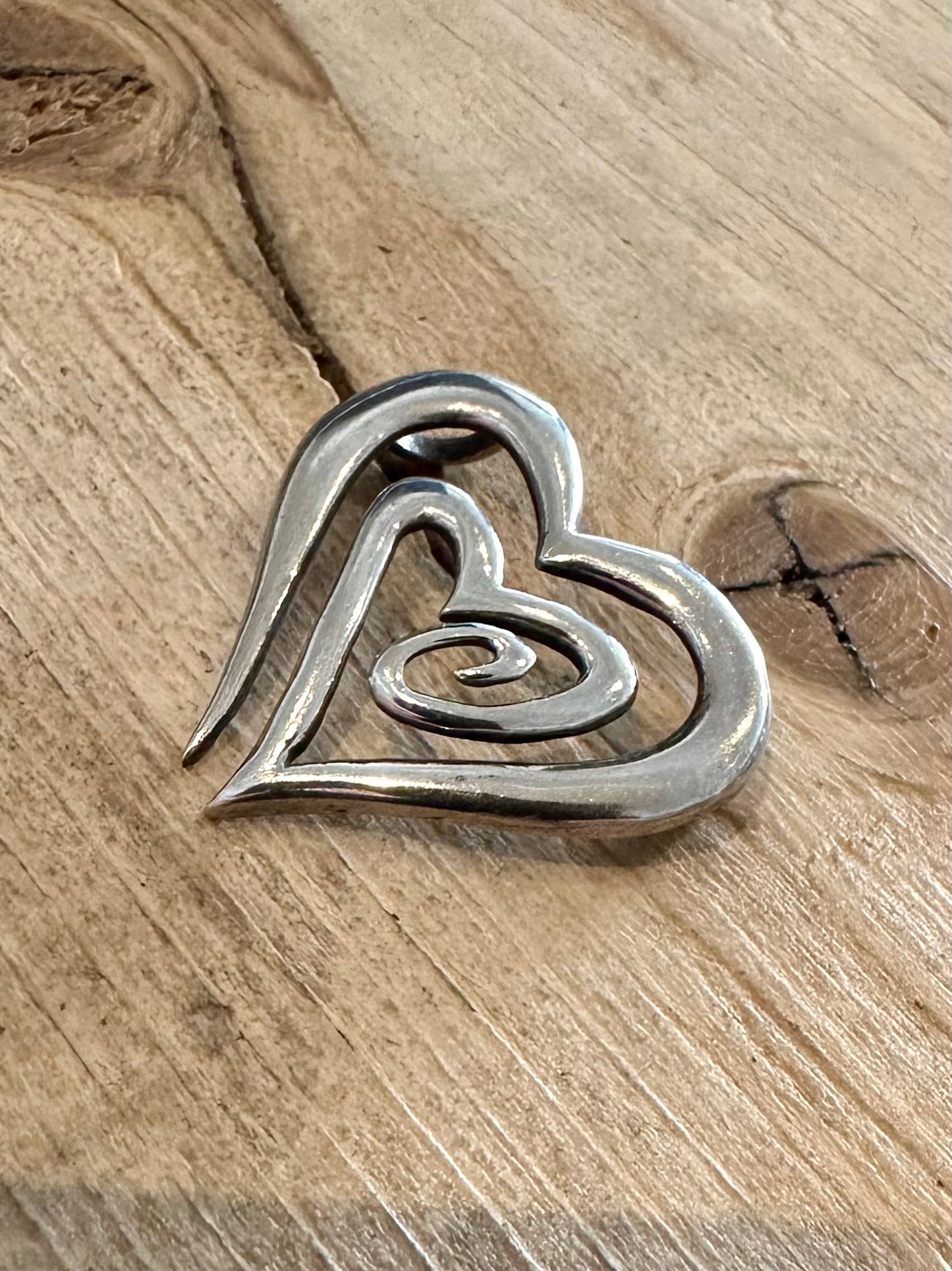 Vintage Abstract Heart 925 Silver Pendant