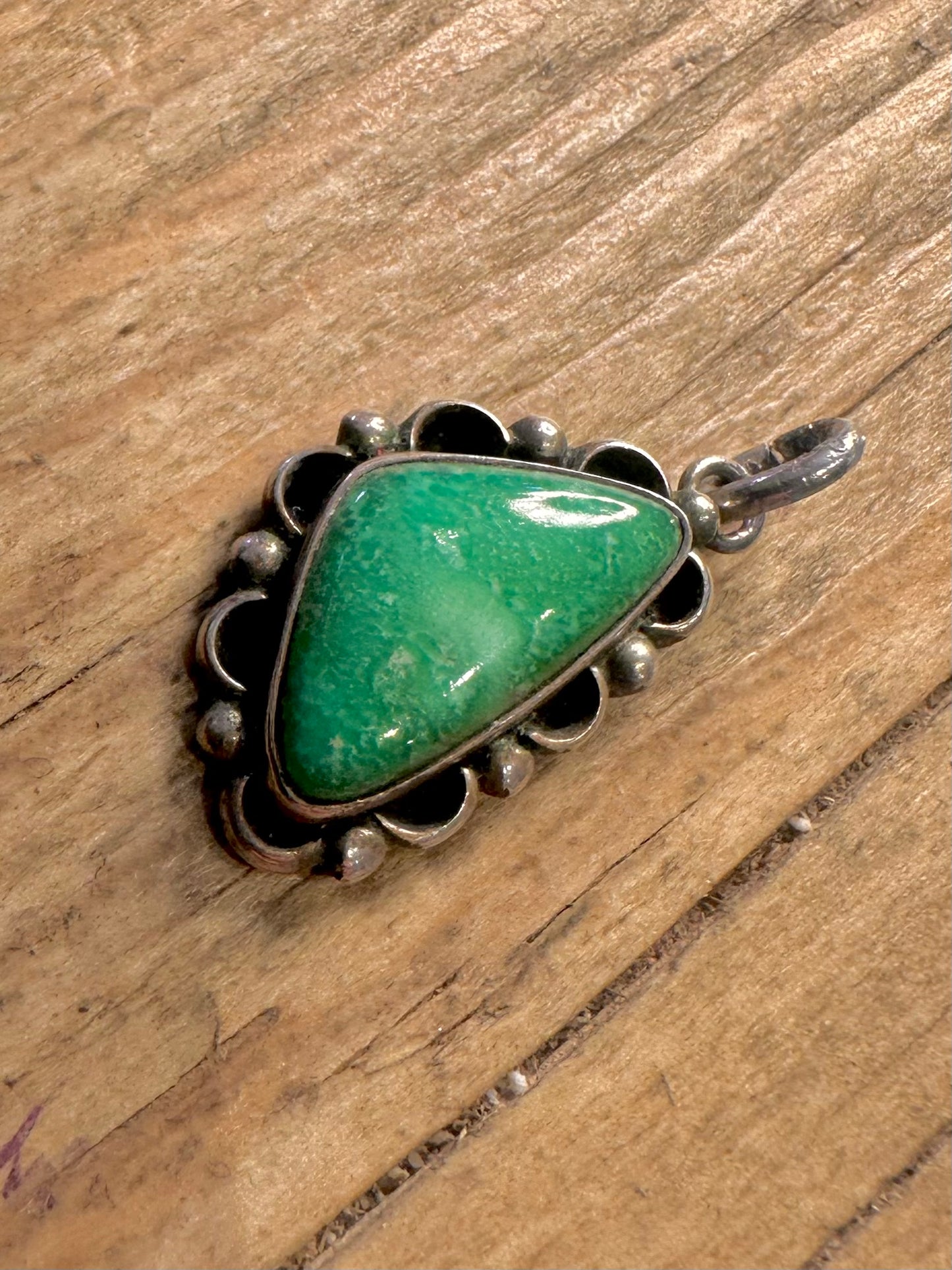 Vintage Südwest Navajo Grüner Türkis 925 Sterling Silber Anhänger