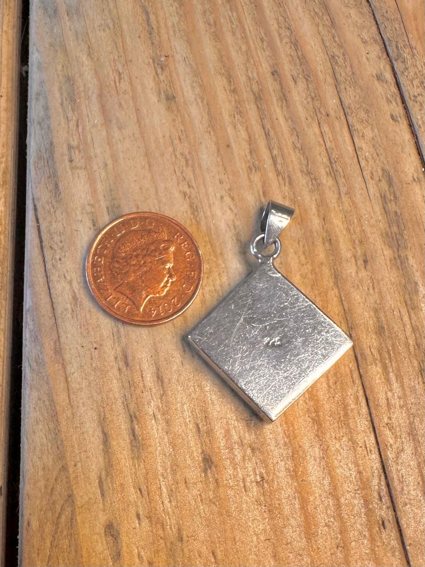 Square Shiva Shell and Abalone 925 Sterling Silver Pendant