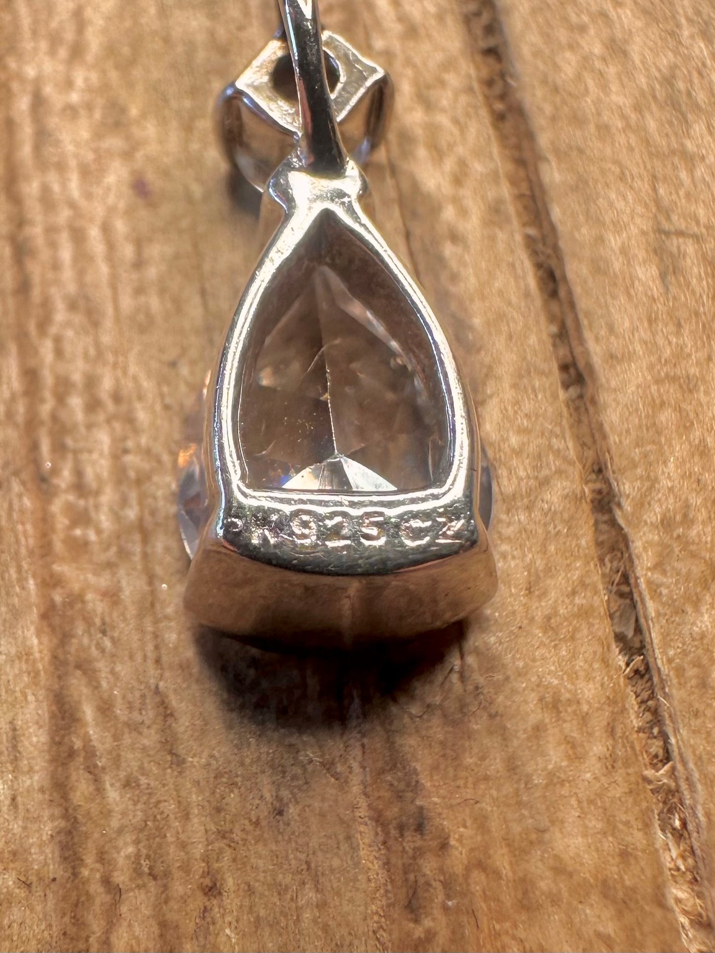 Modern White CZ Pear Shaped 925 Sterling Silver Pendant