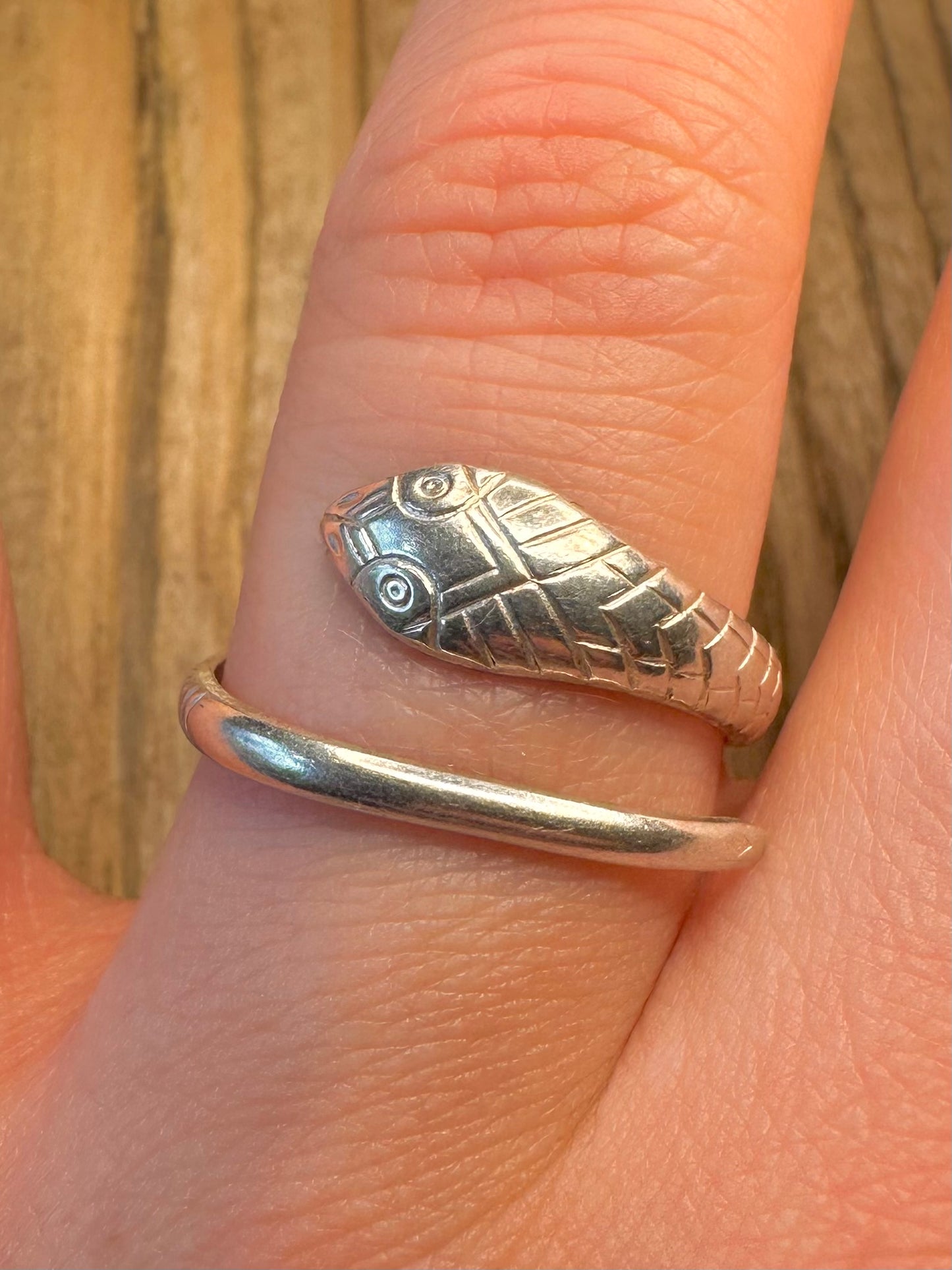 Snake Textured Wrapped 925 Sterling Silver Size S Ring