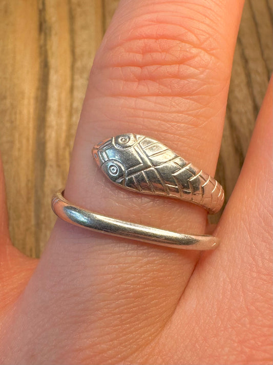 Snake Textured Wrapped 925 Sterling Silver Size S Ring