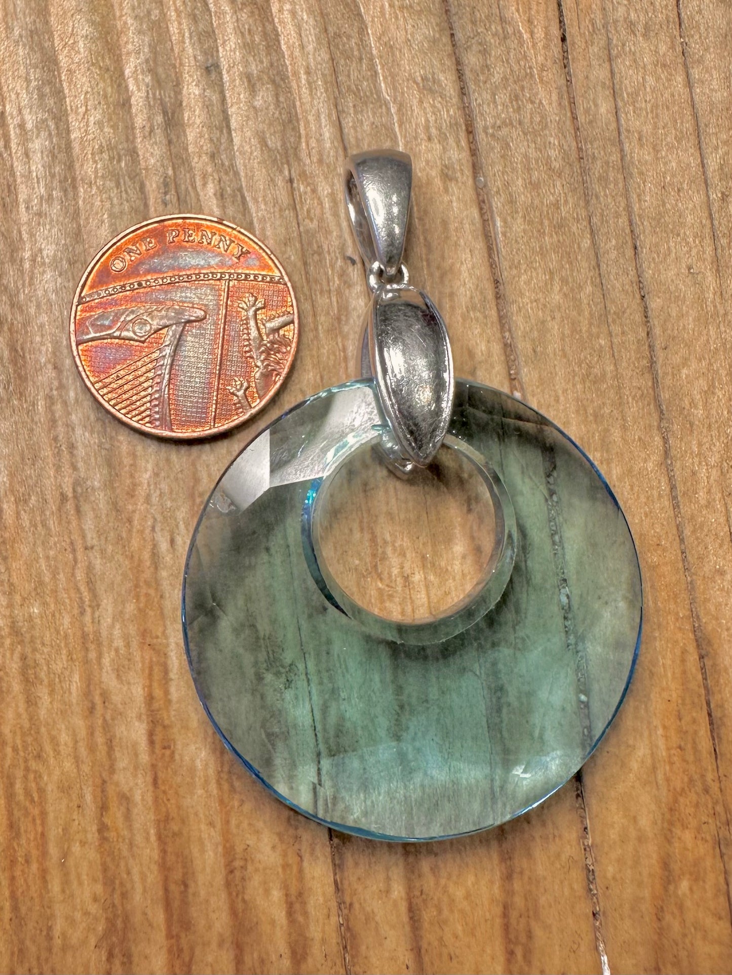 Moderner klarer blauer Kreis-Anhänger aus 925er Sterlingsilber