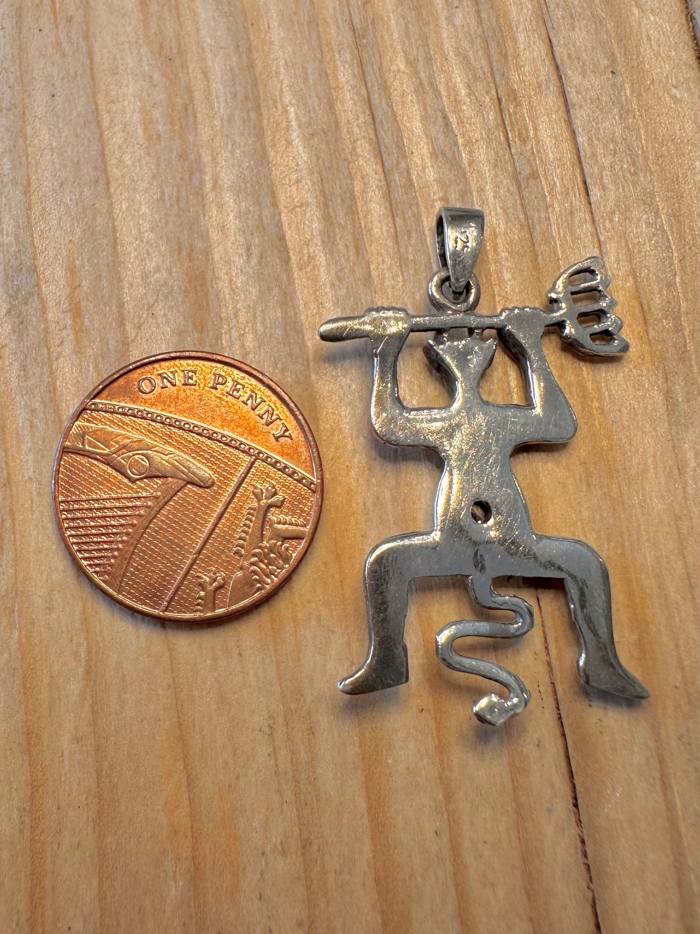 Vintage Devil with White Stone 925 Silver Pendant