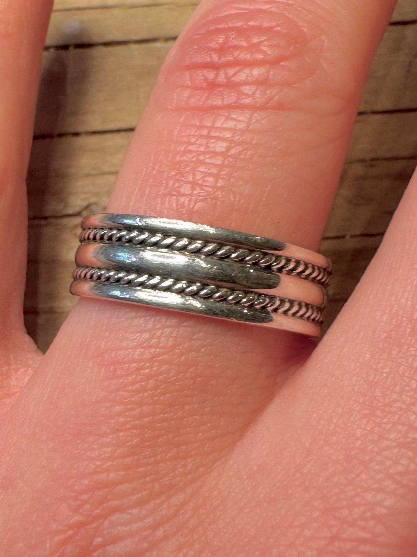 Vintage Braided Band 925 Sterling Silver Size U Ring