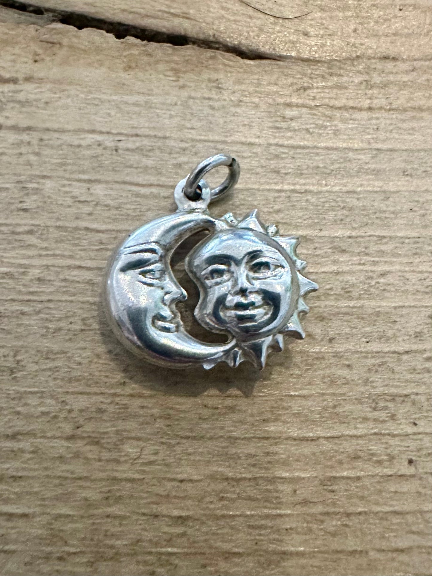 Vintage Sun and Moon 925 Silver Pendant