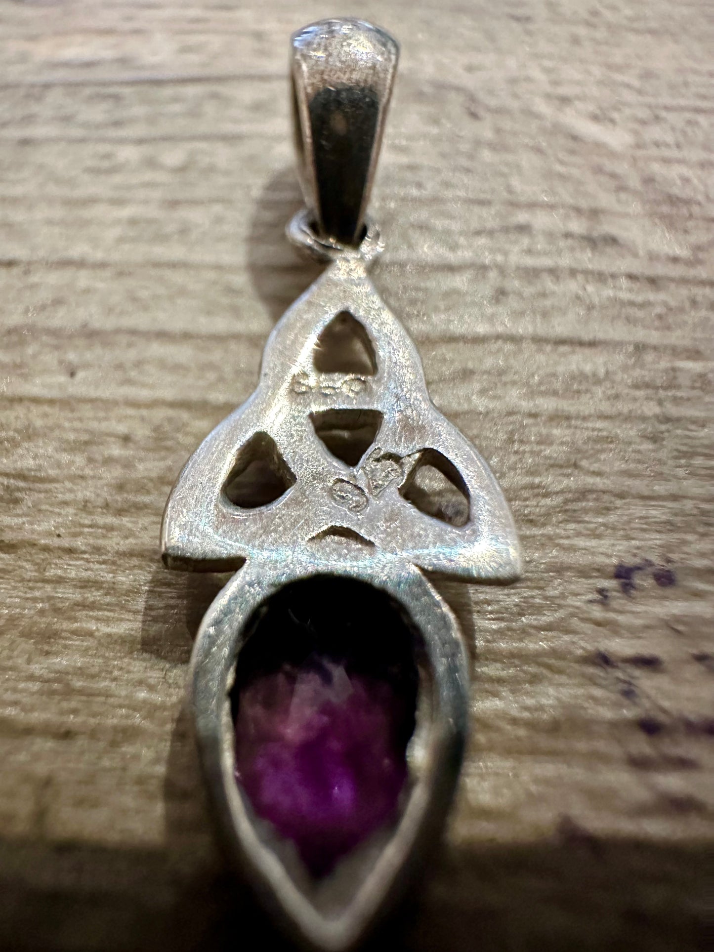 Vintage Amethyst Celtic 925 Silver Pendant