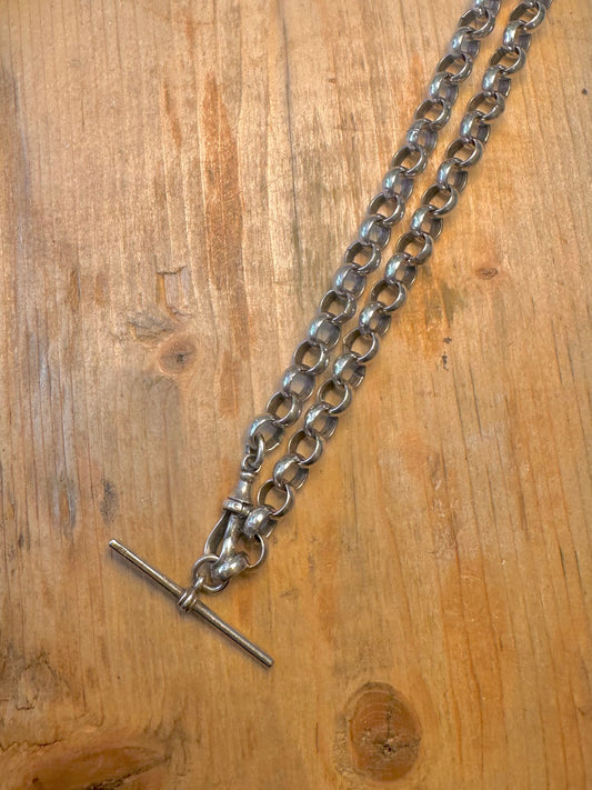 Chunky 1927 Belcher Chain Dog Clip T Bar 925 Sterling Silver 18.5 inch Necklace