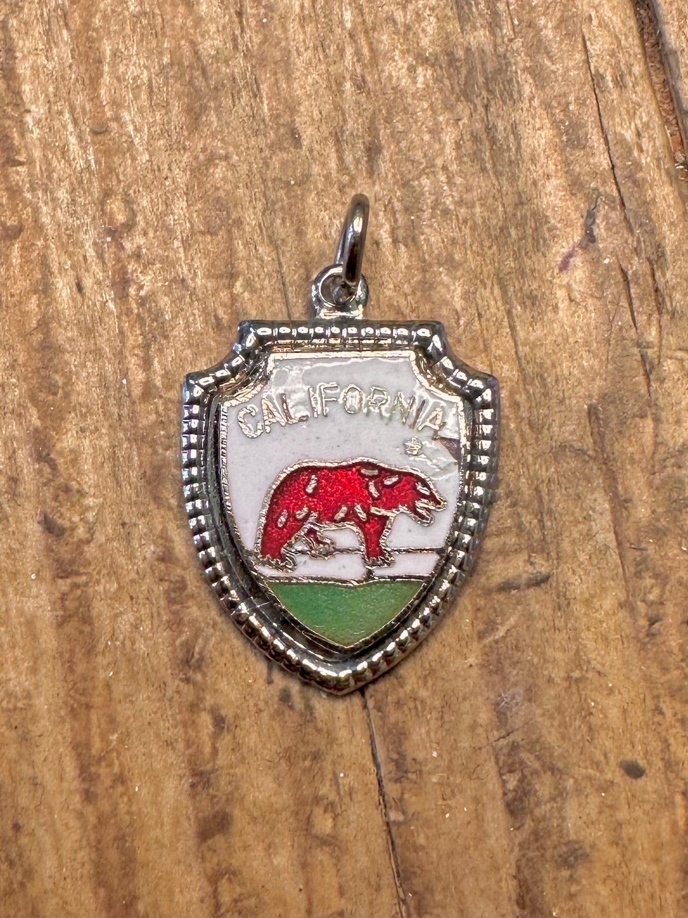 California Crest Enamel 925 Sterling Silver Charm Pendant
