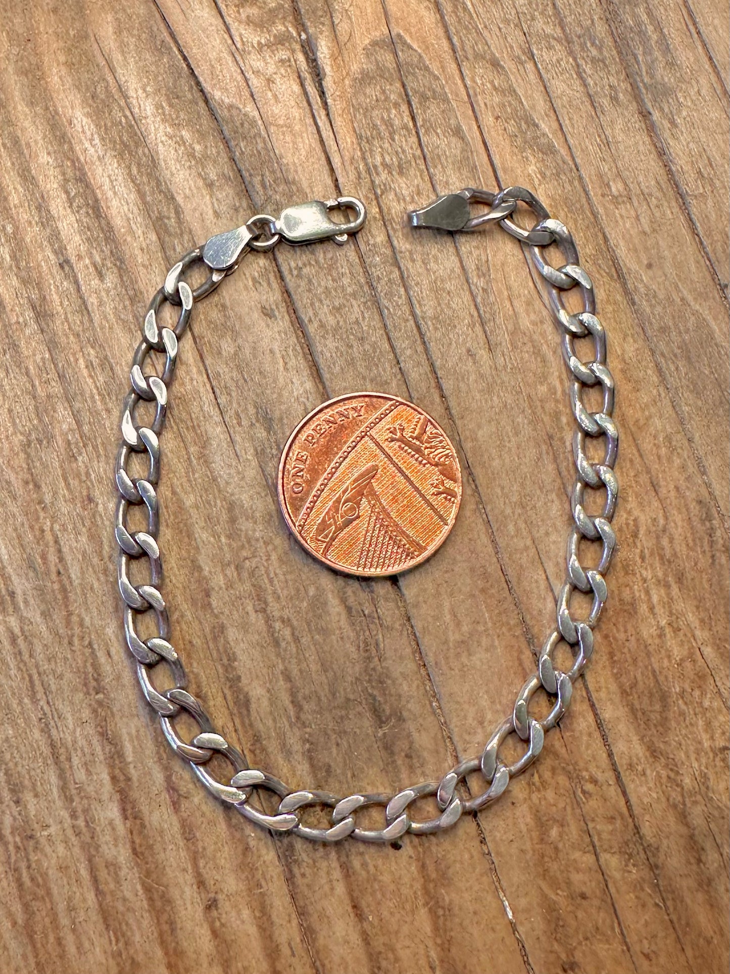 Long Curb Chain Link 925 Sterling Silver 7.5 inch Bracelet