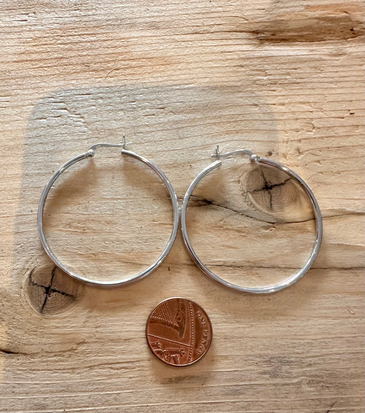 Modern Large Simple Hoops 925 Silver Earrings