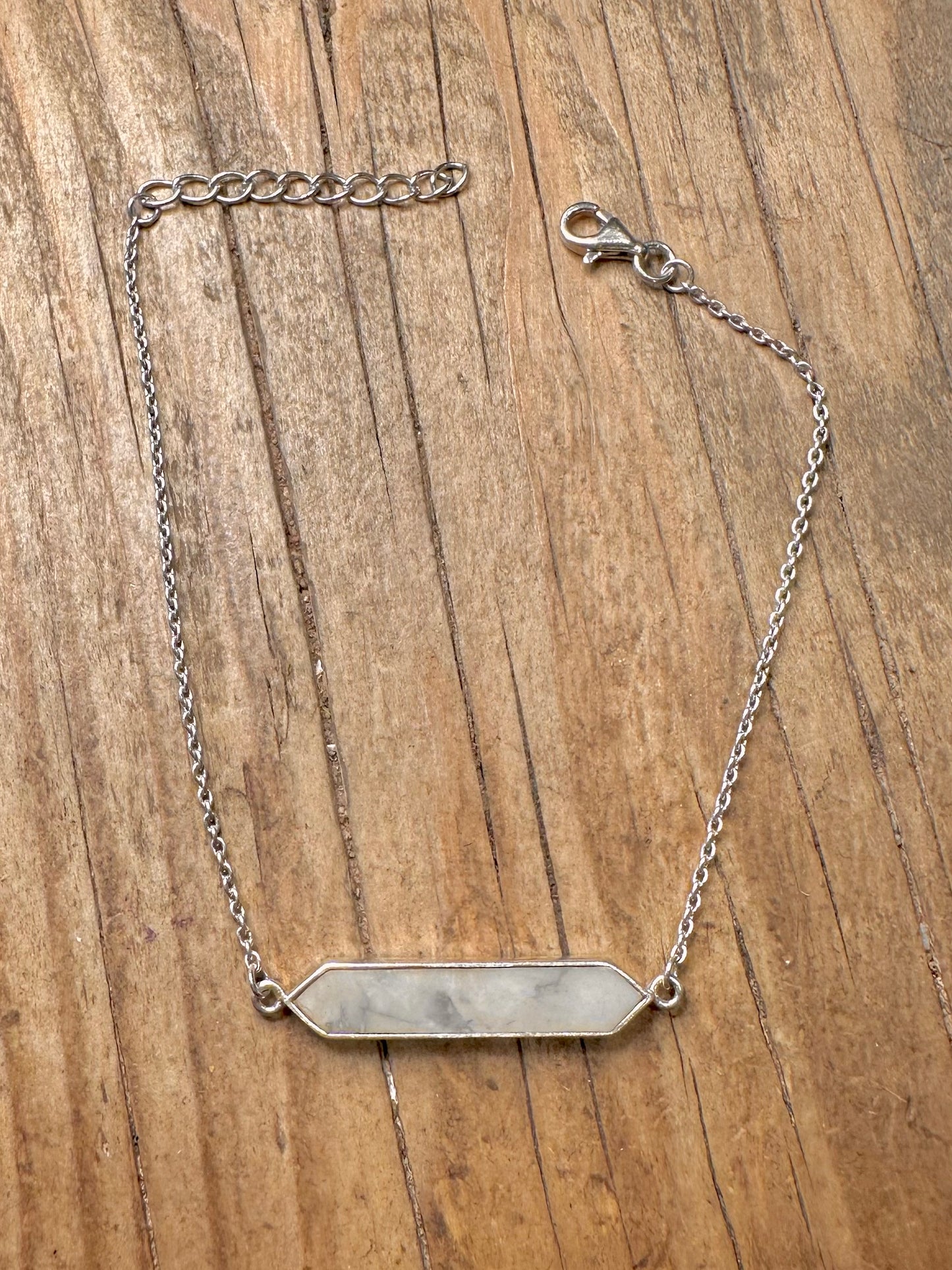 Achatstein-Balkenkette 925er Sterlingsilber 20,3 bis 21,3 cm Armband