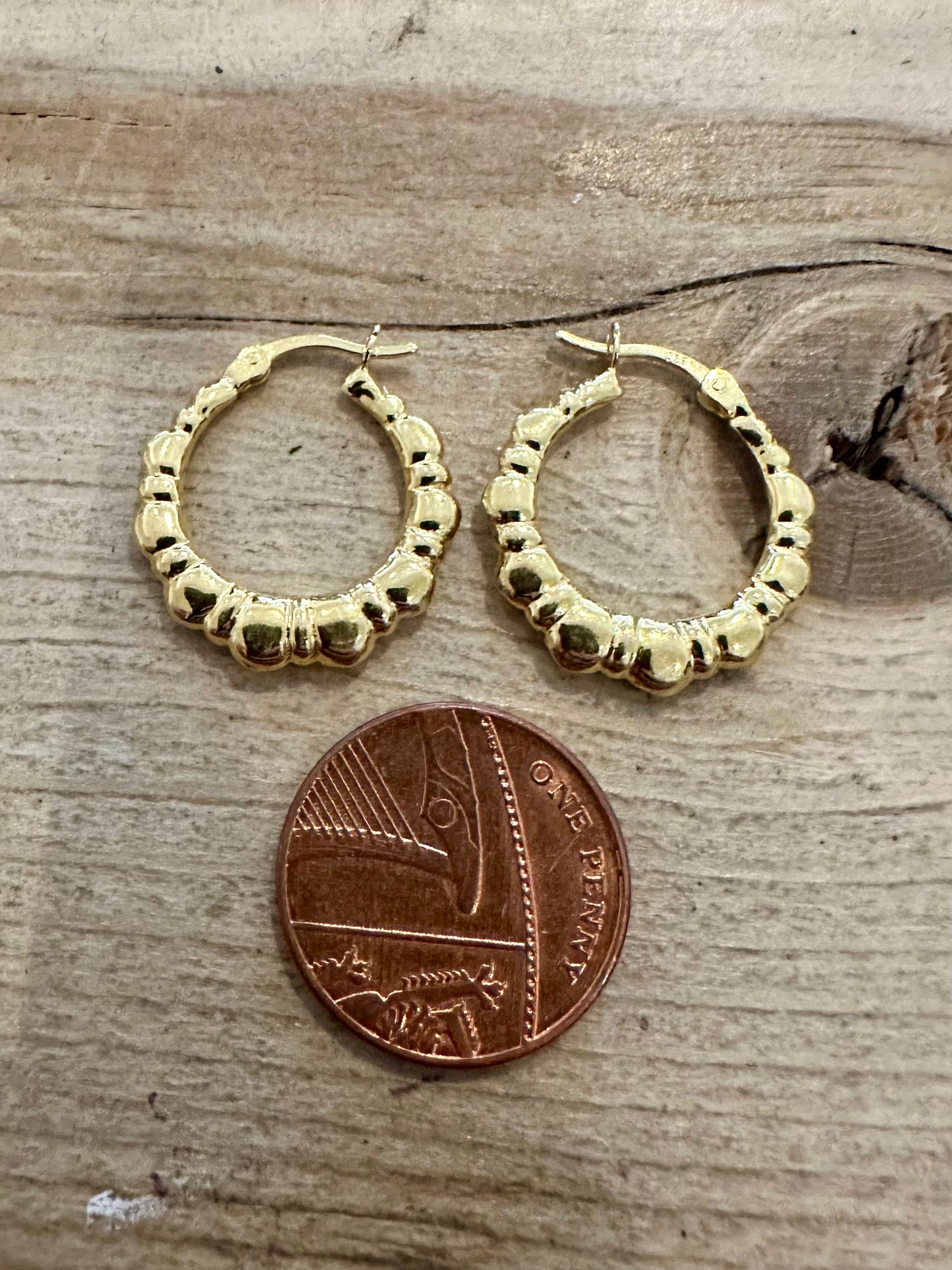 Abstract Hoop Gold on 925 Silver Earrings