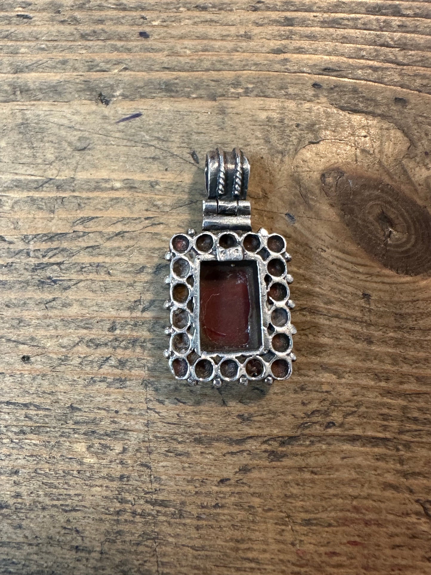 Vintage Carnelian Rectangle 925 Silver Pendant