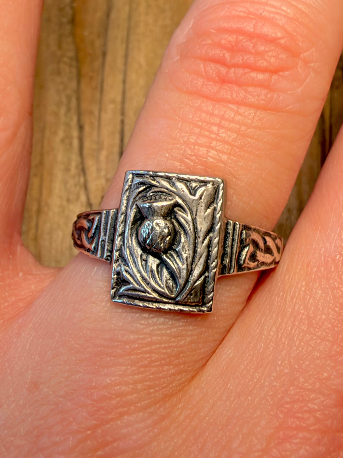 Thistle Scottish Signet 925 Sterling Silver Size V Ring