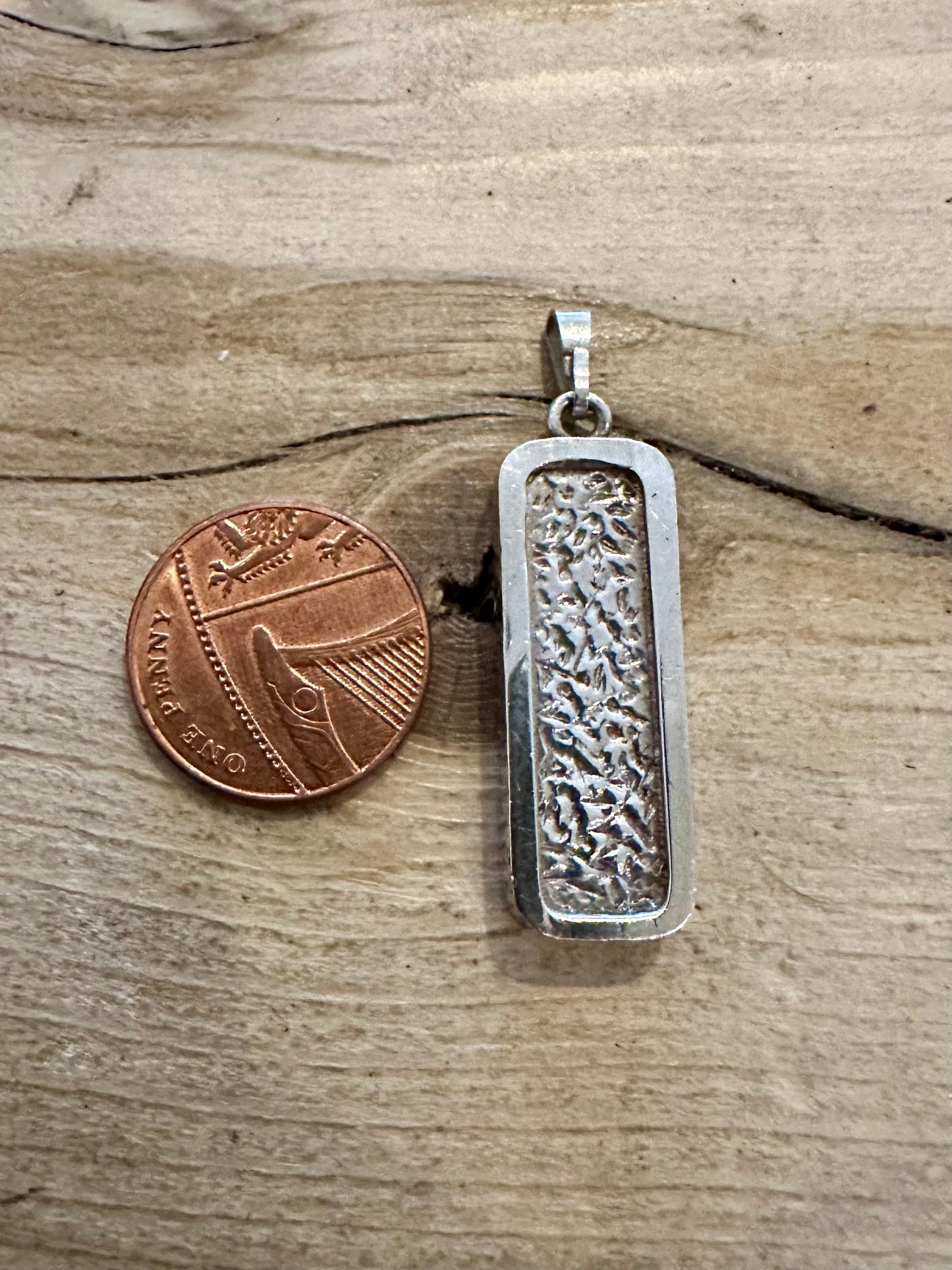 Vintage 1977 Bark Effect Ingot 925 Silver Pendant