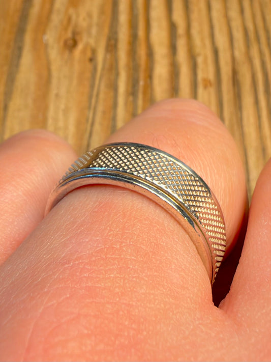 Textured Band Spinner 925 Sterling Silver Size V Ring