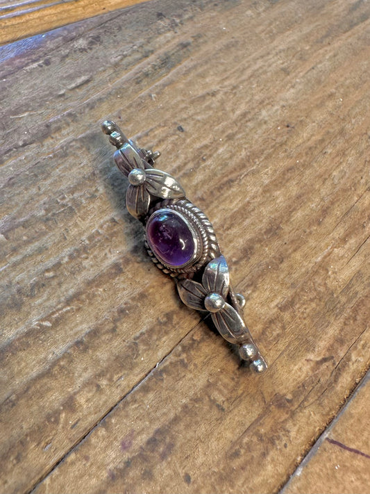Amethyst Floral 925 Sterling Silver Brooch