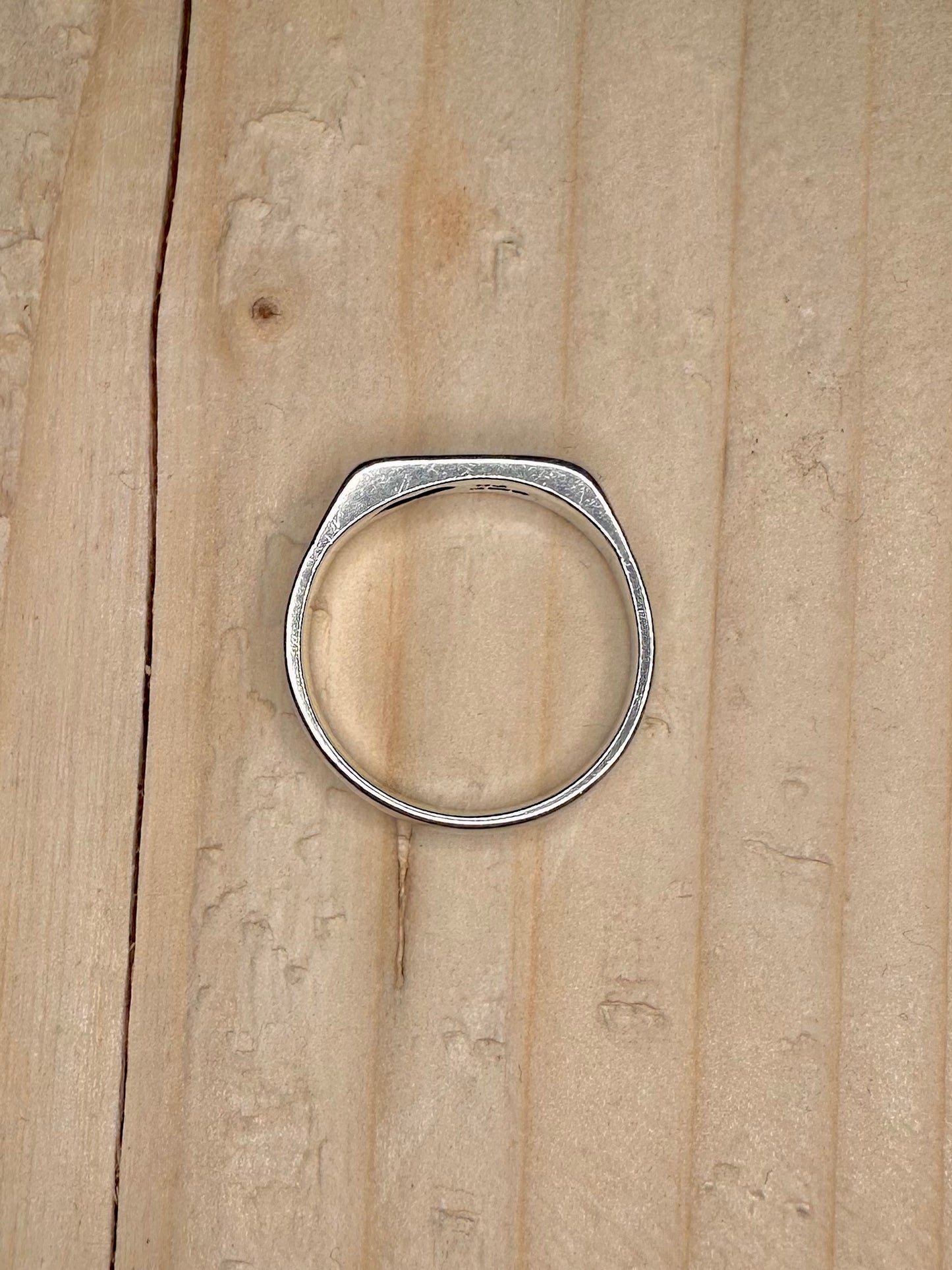 Heart Signet Bark Effect 925 Sterling Silver Size Q Ring